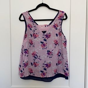 GNW Lavender Purple Floral Sleeveless Lined Blouse